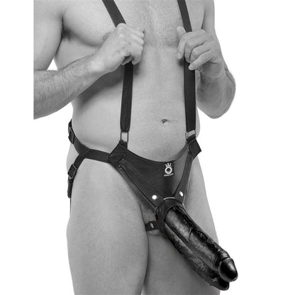 KING COCK - TWO COCKS ONE HOLE HOLLOW STRAP-ON SUSPENDER 11 - BLACK