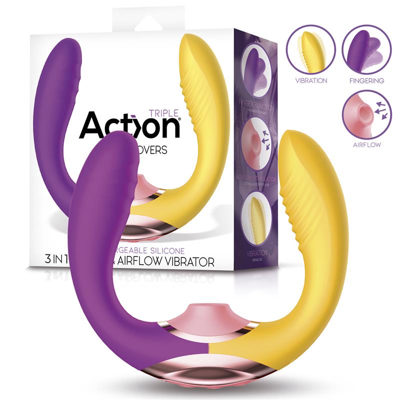 ACTION - TWO LOVERS 3 IN 1 FINGER AND AIRFLOW VIBRATOR