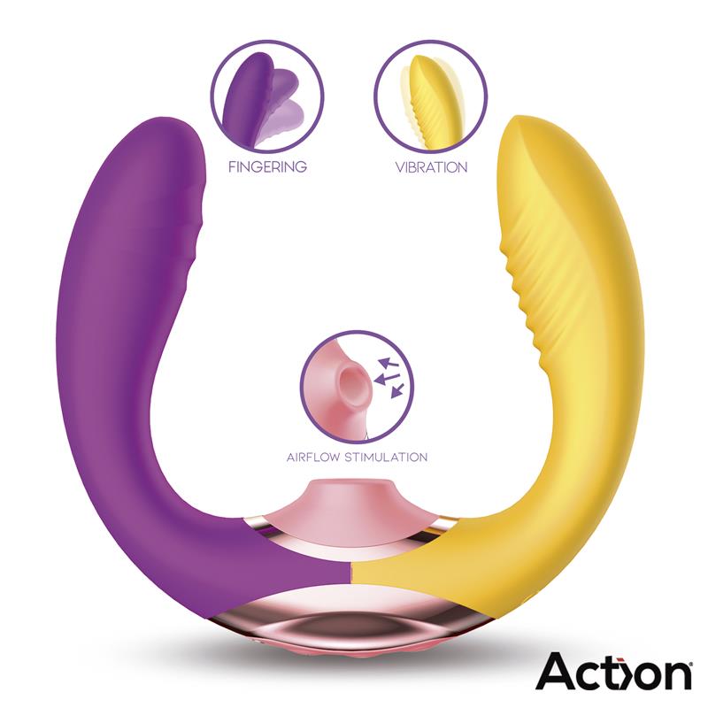 ACTION - TWO LOVERS 3 IN 1 FINGER AND AIRFLOW VIBRATOR