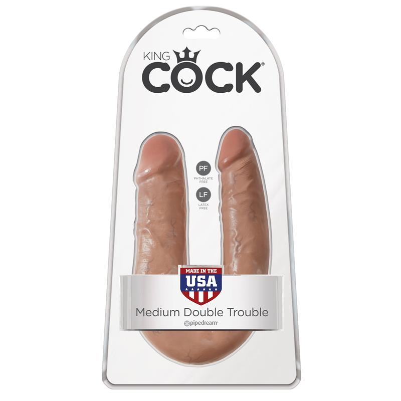 KING COCK - U-SHAPED MEDIUM DOUBLE TROUBLE 13,62 - TAN