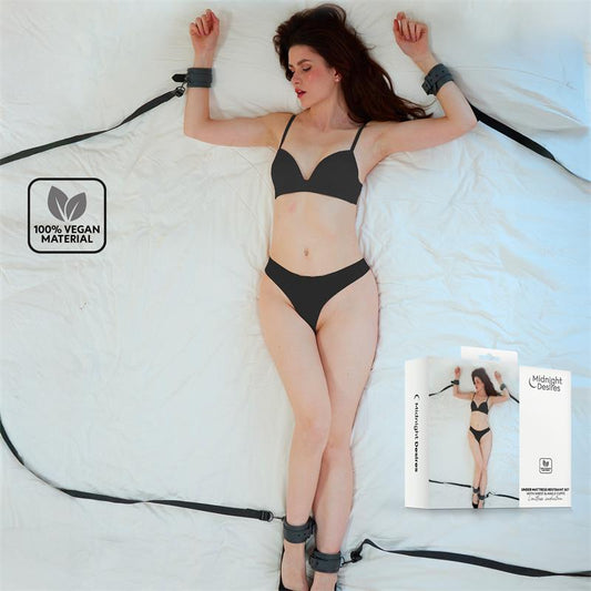 MIDNIGHT DESIRES - UNDER MATTRESS SET WITH WRIST & ANKLE CUFFS CL.24