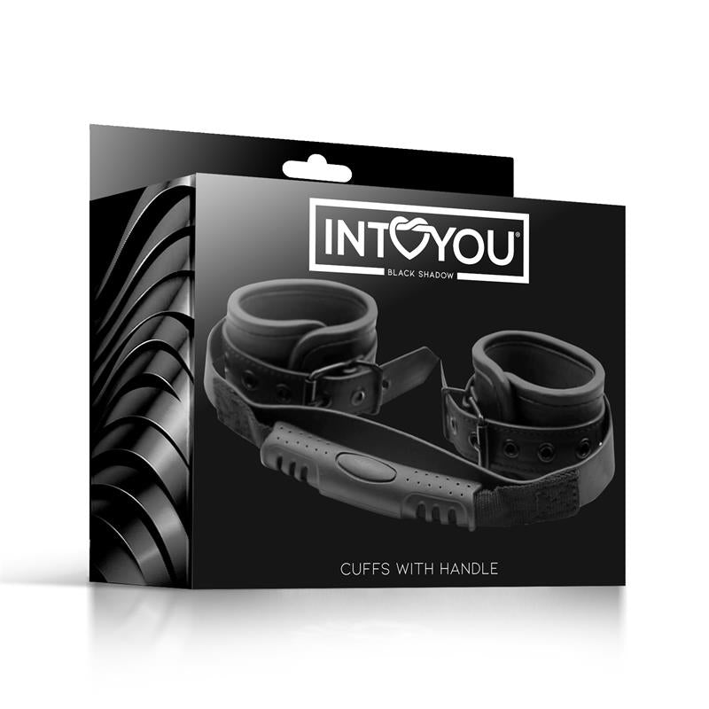 INTOYOU BLACK SHADOW - VEGAN LEATHER CUFFS WITH HANDLE