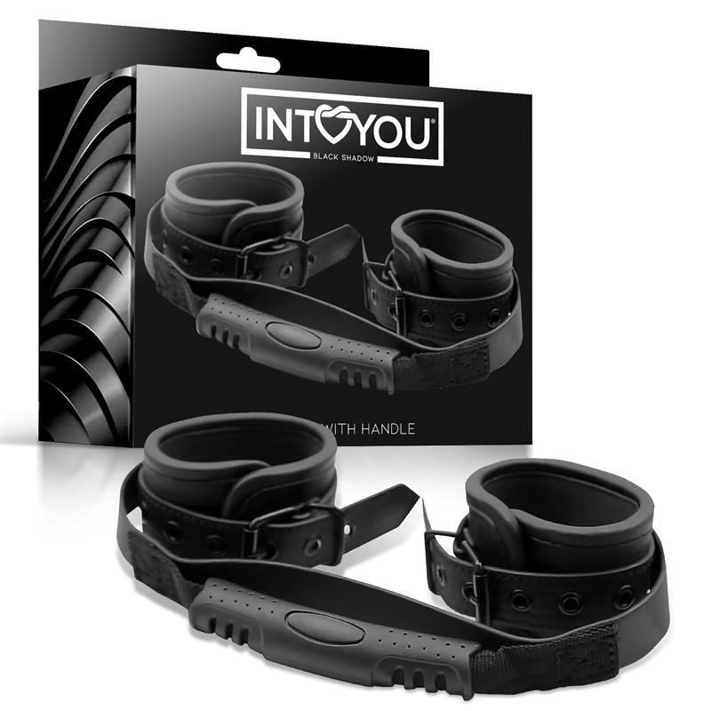 INTOYOU BLACK SHADOW - VEGAN LEATHER CUFFS WITH HANDLE
