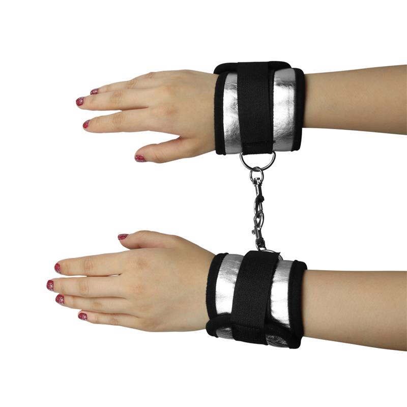 LOVETOY - VELCRO HANDCUFFS  BLACK AND SILVER