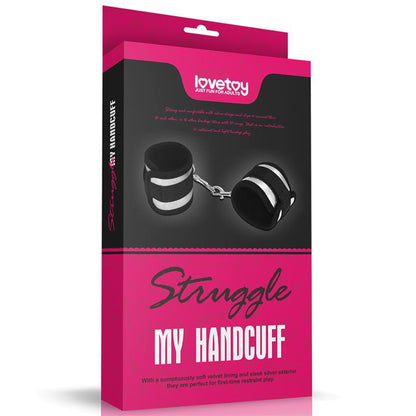 LOVETOY - VELCRO HANDCUFFS  BLACK AND SILVER