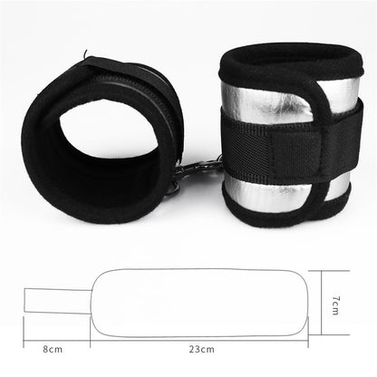 LOVETOY - VELCRO HANDCUFFS  BLACK AND SILVER