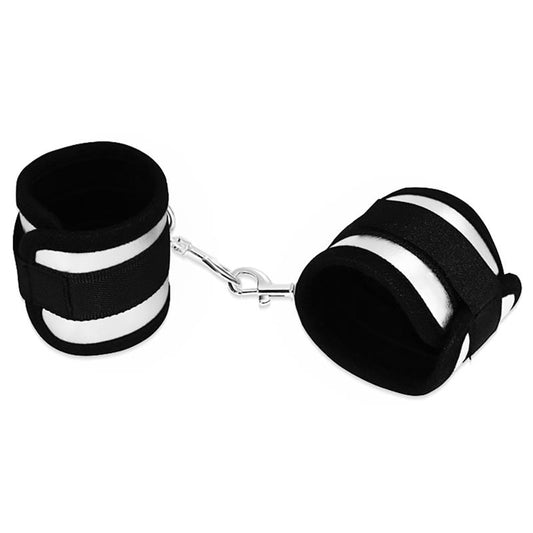 LOVETOY - VELCRO HANDCUFFS  BLACK AND SILVER