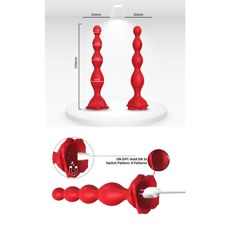 URBAN SKY - VIBRATING ANAL BEADS WITH ROSE BASE