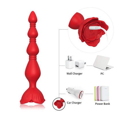 URBAN SKY - VIBRATING ANAL BEADS WITH ROSE BASE