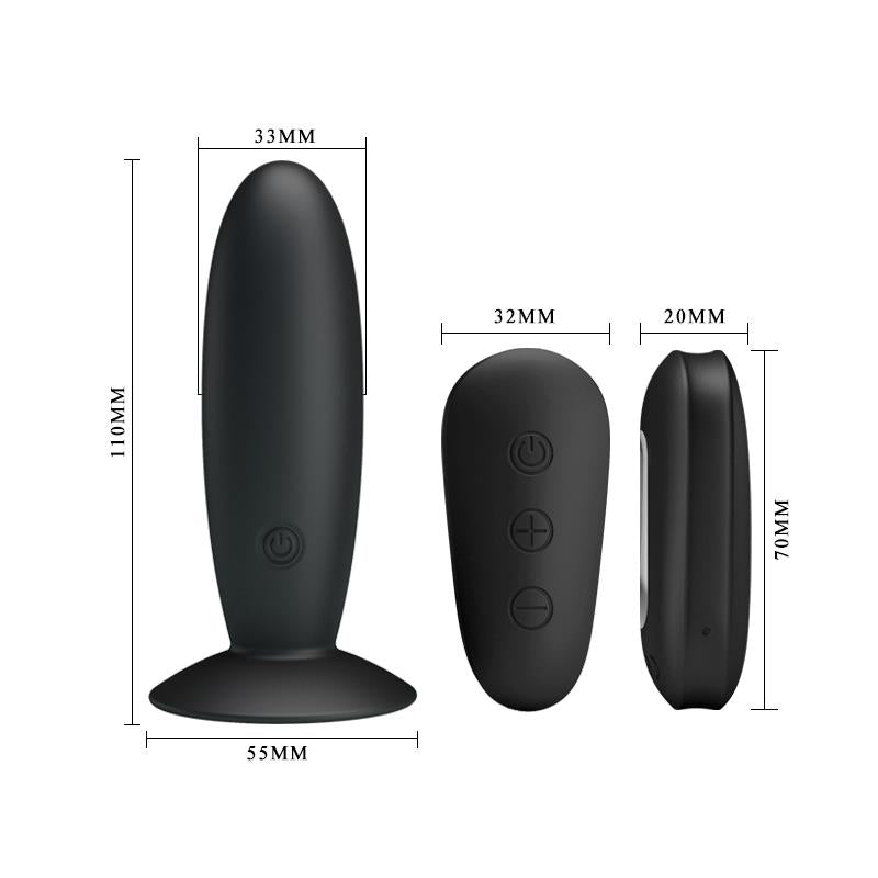 MR PLAY - ANAL PLUG WITH VIBRATION BLACK REMOTE CONTROL