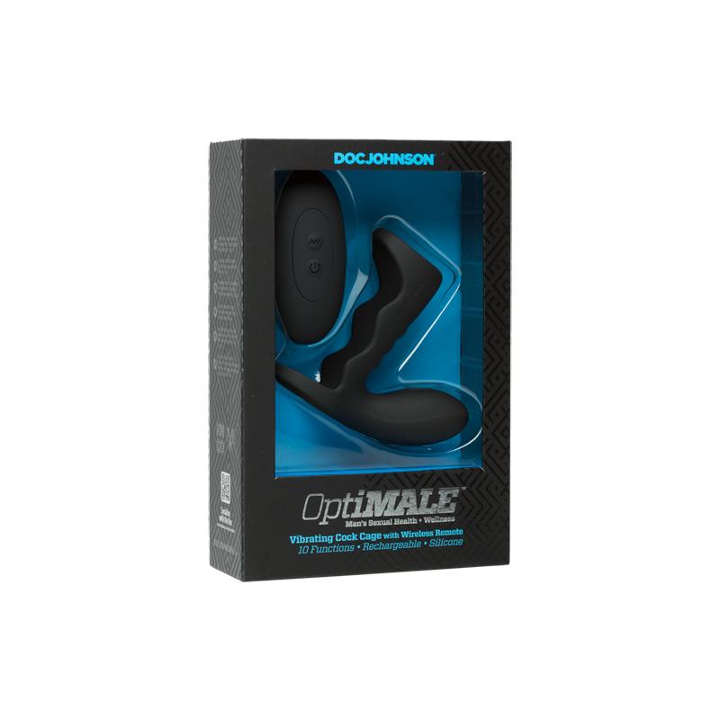 OPTIMALE - VIBRATING COCK CAGE WITH WIRELESS REMOTE BLACK