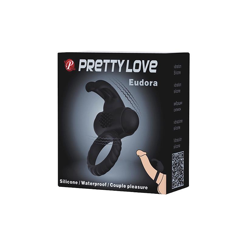 PRETTYLOVE - VIBRATING COCK RING EUDORA BLACK