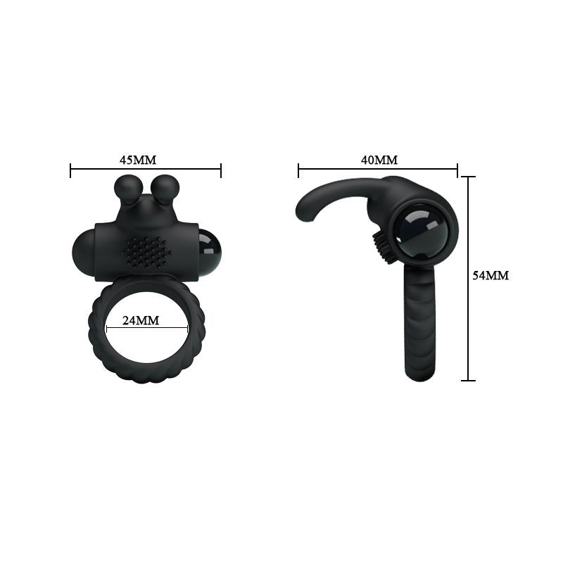 PRETTYLOVE - VIBRATING COCK RING EUDORA BLACK