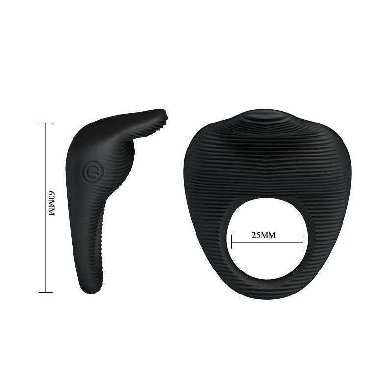 PRETTYLOVE - VIBRATING COCK RING THIMBLE BLACK