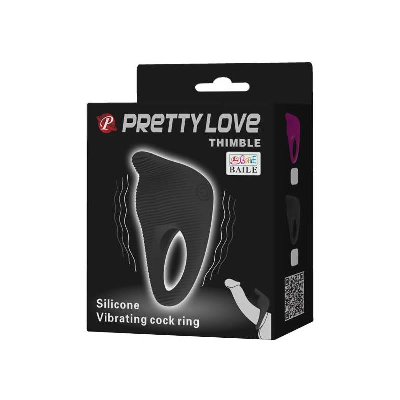 PRETTYLOVE - VIBRATING COCK RING THIMBLE BLACK