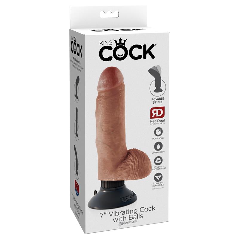 KING COCK - VIBRATING COCK WITH BALLS 7 TAN
