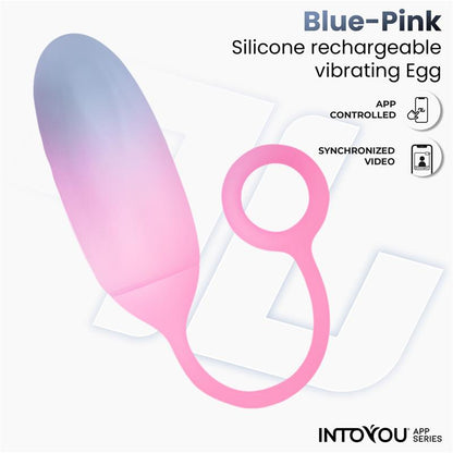 INTOYOU APP SERIES - VIBRATING EGG DOUBLE LAYER SILICONE WITH APP BLUE/PINK