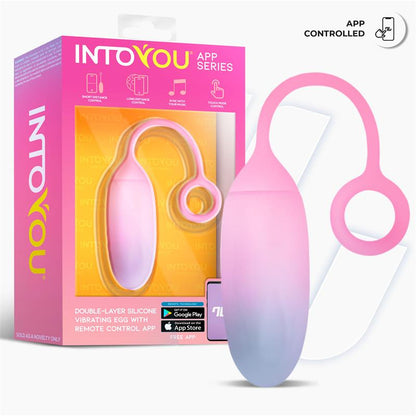 INTOYOU APP SERIES - VIBRATING EGG DOUBLE LAYER SILICONE WITH APP BLUE/PINK