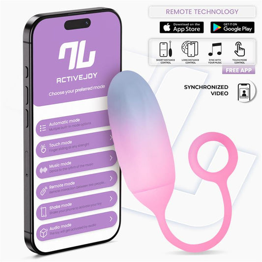 INTOYOU APP SERIES - VIBRATING EGG DOUBLE LAYER SILICONE WITH APP BLUE/PINK