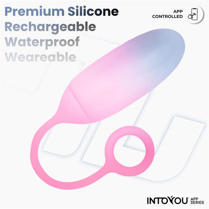 INTOYOU APP SERIES - VIBRATING EGG DOUBLE LAYER SILICONE WITH APP BLUE/PINK