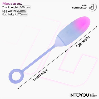 SÉRIE D'APPLICATIONS INTOYOU - OEUF VIBRANT DOUBLE COUCHE EN SILICONE AVEC APPLICATION ROSE/BLEU