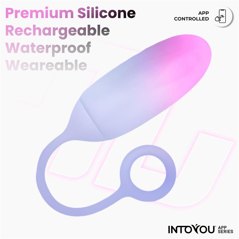 SÉRIE D'APPLICATIONS INTOYOU - OEUF VIBRANT DOUBLE COUCHE EN SILICONE AVEC APPLICATION ROSE/BLEU