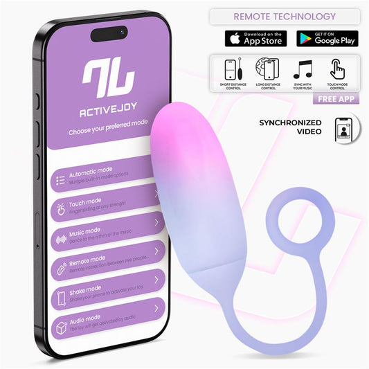 INTOYOU APP SERIES - VIBRATING EGG DOUBLE LAYER SILICONE WITH APP PINK/BLUE
