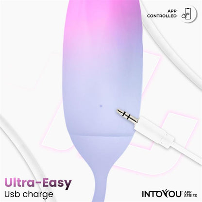 INTOYOU APP SERIES - VIBRATING EGG DOUBLE LAYER SILICONE WITH APP PINK/BLUE