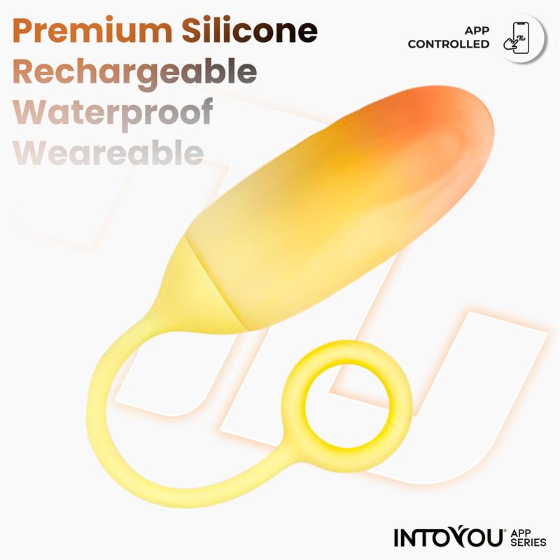 INTOYOU APP SERIES - VIBRATING EGG DOUBLE LAYER SILICONE WITH APP YELLOW/ORANGE
