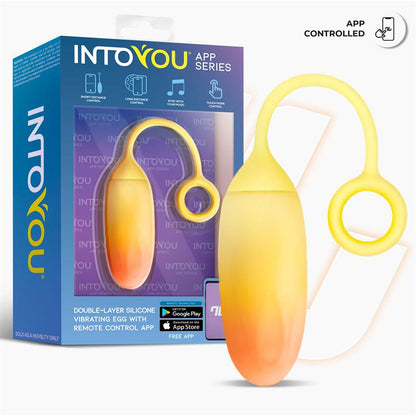 INTOYOU APP SERIES - VIBRATING EGG DOUBLE LAYER SILICONE WITH APP YELLOW/ORANGE