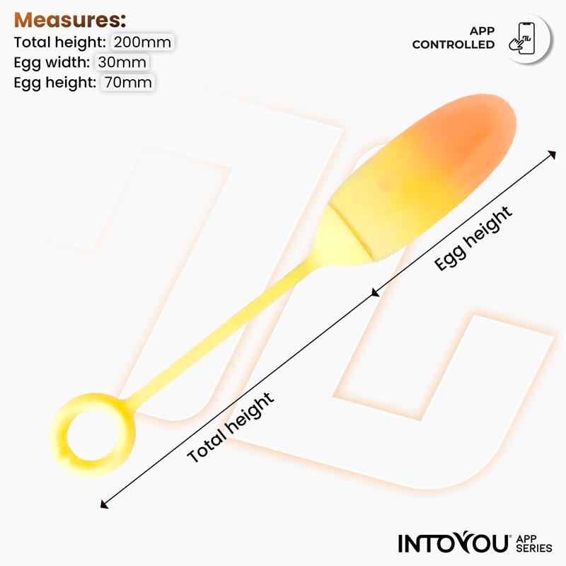 INTOYOU APP SERIES - VIBRATING EGG DOUBLE LAYER SILICONE WITH APP YELLOW/ORANGE