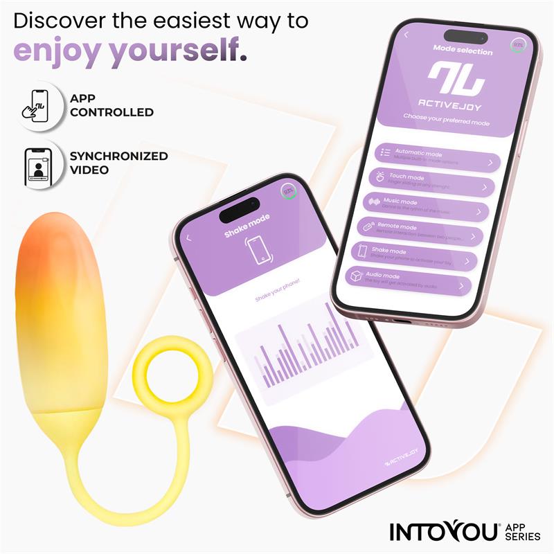 INTOYOU APP SERIES - VIBRATING EGG DOUBLE LAYER SILICONE WITH APP YELLOW/ORANGE