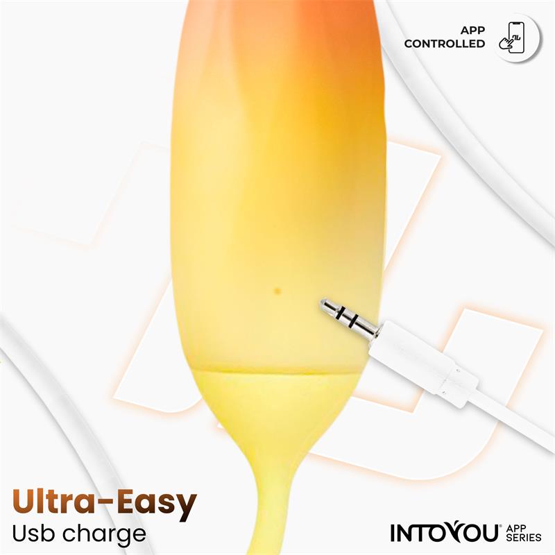 INTOYOU APP SERIES - VIBRATING EGG DOUBLE LAYER SILICONE WITH APP YELLOW/ORANGE
