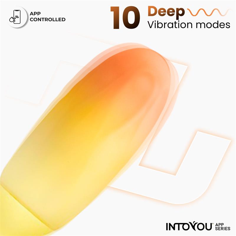 INTOYOU APP SERIES - VIBRATING EGG DOUBLE LAYER SILICONE WITH APP YELLOW/ORANGE