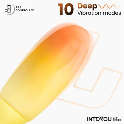 INTOYOU APP SERIES - VIBRATING EGG DOUBLE LAYER SILICONE WITH APP YELLOW/ORANGE