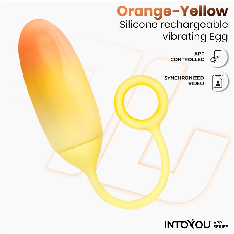 INTOYOU APP SERIES - VIBRATING EGG DOUBLE LAYER SILICONE WITH APP YELLOW/ORANGE