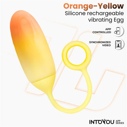 INTOYOU APP SERIES - VIBRATING EGG DOUBLE LAYER SILICONE WITH APP YELLOW/ORANGE