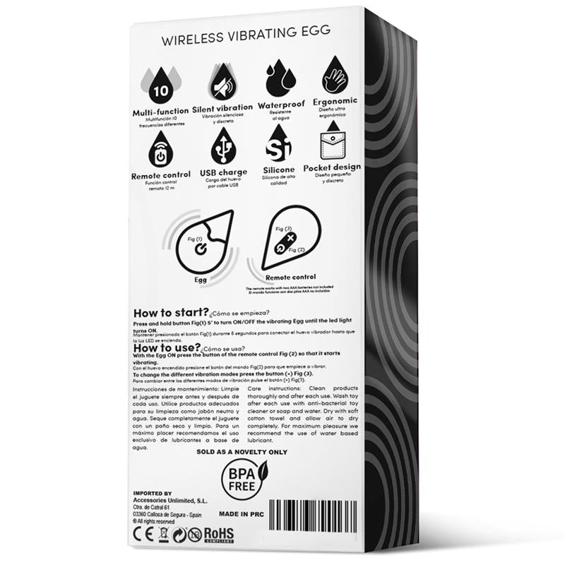 DROPS - VIBRATING EGG REMOTE CONTROL USB SILICONE BLACK