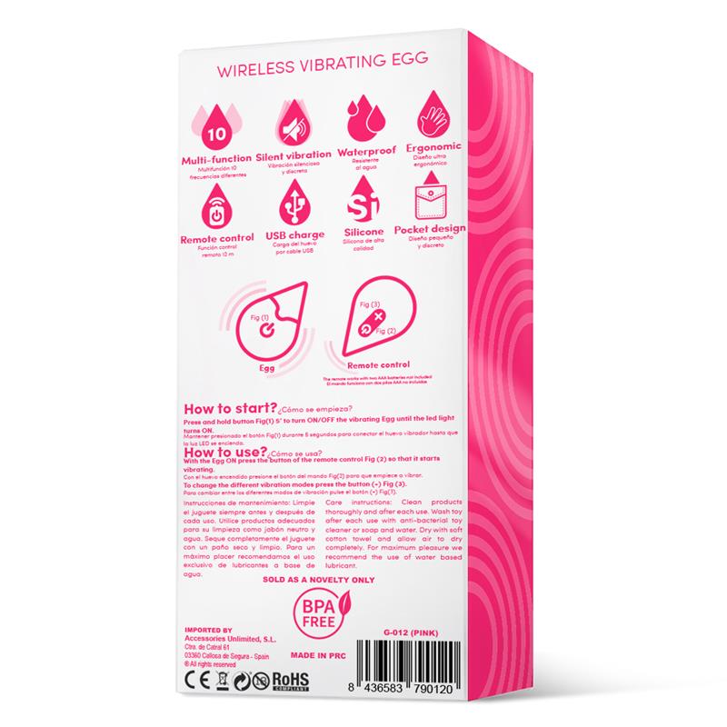 DROPS - VIBRATING EGG REMOTE CONTROL USB SILICONE PINK