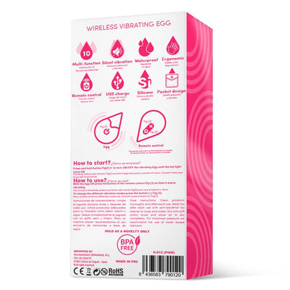 DROPS - VIBRATING EGG REMOTE CONTROL USB SILICONE PINK