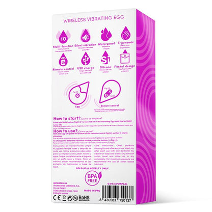DROPS - VIBRATING EGG REMOTE CONTROL USB SILICONE PURPLE