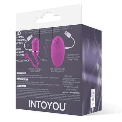 INTOYOU - VIBRATING EGG WITH REMOTE CONTROL ODISE USB SILICONE PINK