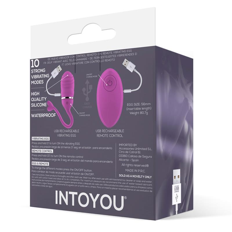 INTOYOU - ŒUF VIBRANT AVEC TÉLÉCOMMANDE ODISE USB SILICONE ROSE