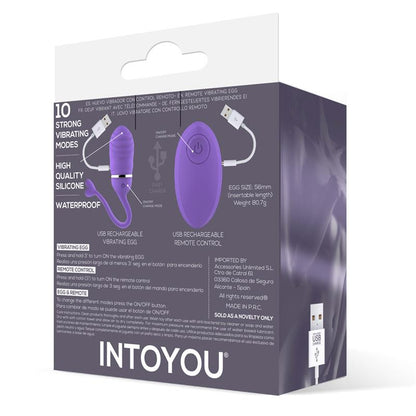 INTOYOU - VIBRATING EGG WITH REMOTE CONTROL ODISE USB SILICONE PURPLE