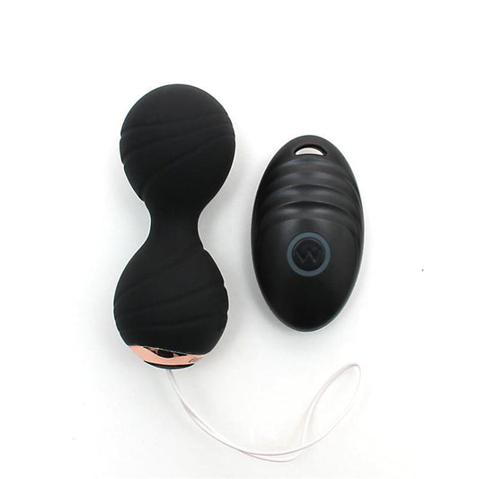 RIMBA TOYS - VIBRATING KEGEL BALLS WITH REMOTE CONTROL CANNES BLACK