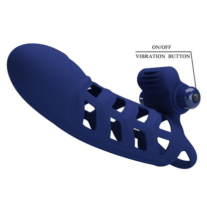 PRETTY LOVE - ALTAF VIBRATOR RING WITH SILICONE SHEATH BLUE