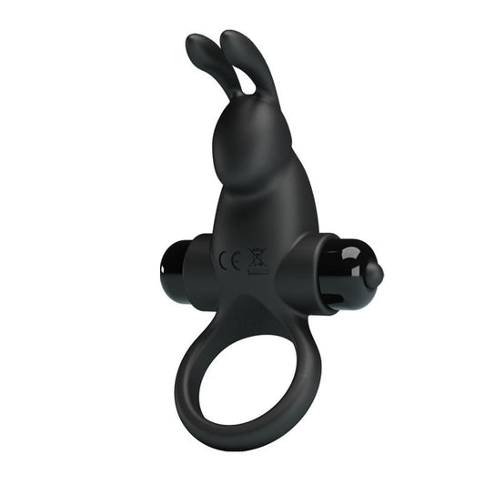 PRETTY LOVE - VIBRATING RING + RABBIT CLITORIS STIMULATOR 10 VIBRATIONS BLACK