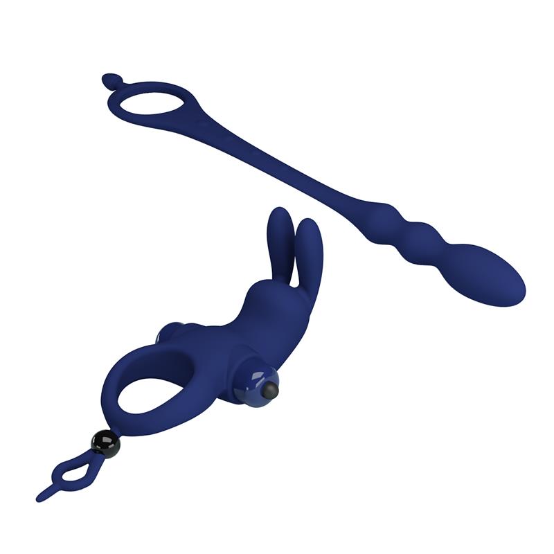 PRETTYLOVE - VIBRATING PENIS RING WITH ANAL CHAIN