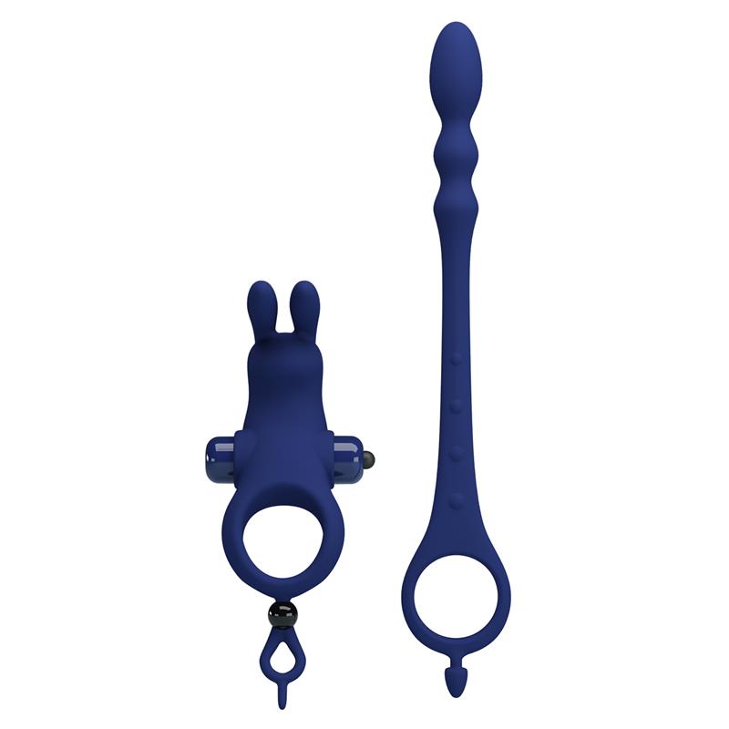PRETTYLOVE - VIBRATING PENIS RING WITH ANAL CHAIN