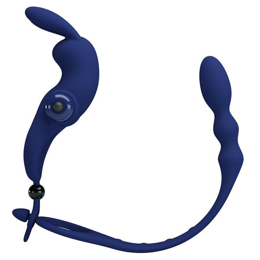 PRETTYLOVE - VIBRATING PENIS RING WITH ANAL CHAIN